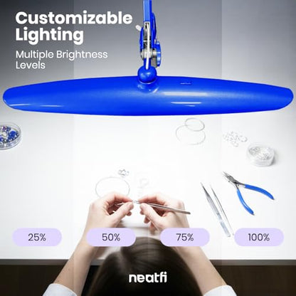 Neatfi LED Desk Lamp, 2200 Lumens, 24W, 20-Inch Head (Sapphire Blue) - color: Sapphire Blue, size: Non-CCT with Clamp