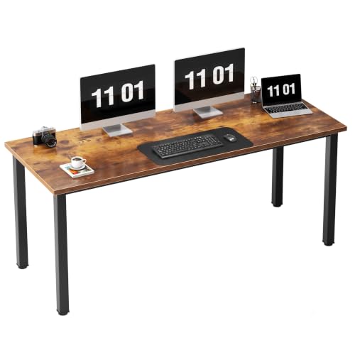 Need 63 Inch Large Computer Desk, Ample Legroom, Rustic Top, Metal Frame | Home Office Desk, Basic Sturdy Writing Table, Adjustable Feet, Water-Resistant, Dorms & Bedrooms, Easy Assembly, Game & Study - color: Rustic Brown, size: 63 inches