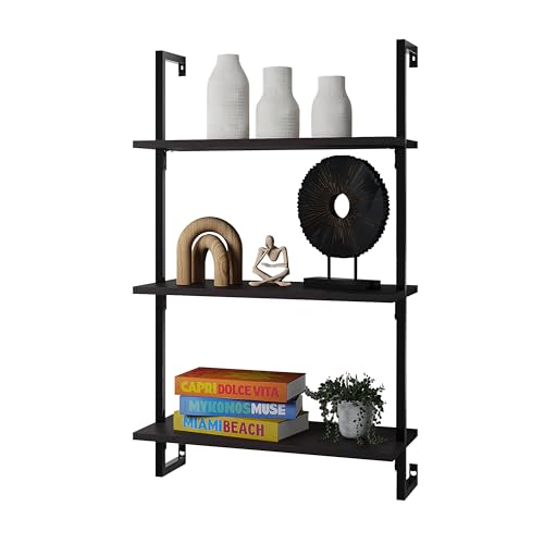 happimess Madera 3-Shelf Wall Mounted Bookcase 40.55", Black - color: Black, size: 3-Tier 40.55"