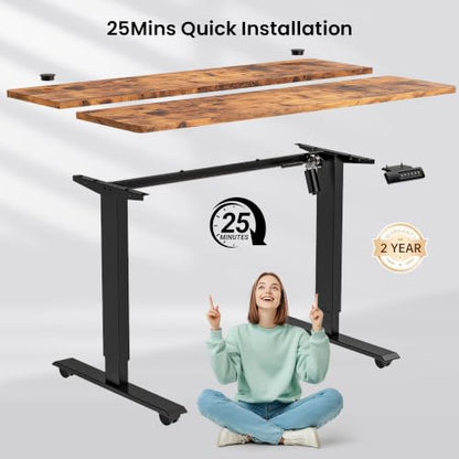farexon 55x24In Electric Adjustable Standing Desk with Mouse Pad, Brown - color: Brown, size: 55 x 24''