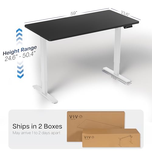 VIVO Black 60 x 24 in Standing Desk, DESK-KIT-2W6B - color: Black Top / White Frame, size: 60 x 24