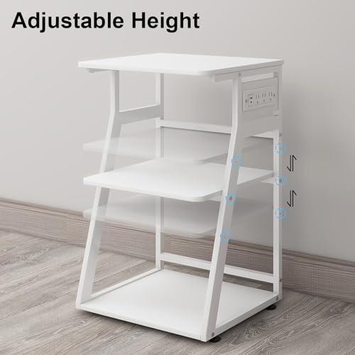 Natwind 3 Tier Printer Stand, 19.7"x15.7", with Charging Station,White - color: White, size: 19.7''x15.7''