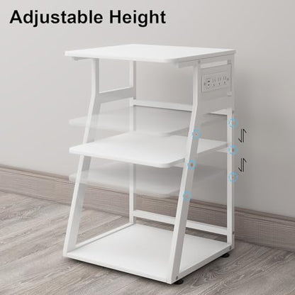 Natwind 3 Tier Printer Stand, 19.7"x15.7", with Charging Station,White - color: White, size: 19.7''x15.7''