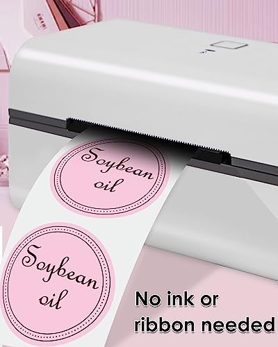 iEager 3 Inch Pink Circle Thermal Labels, Durable Round Thermal Label - color: Pink, size: 3 INCH