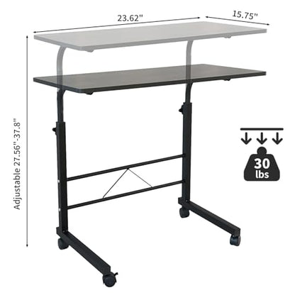Karl home Side Table Mobile Standing Desk, 23.62" L x 15.75" W, Black - size: 23.6"