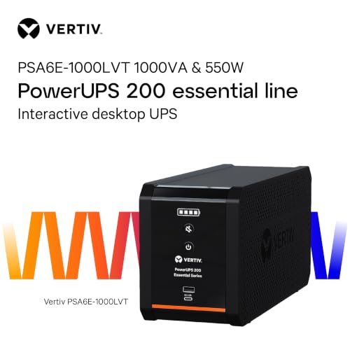 Vertiv Liebert PowerUPS 200 Essential PSA6E-1000LVT UPS 1000VA/530W USB C+A - size: 1000VA/550W