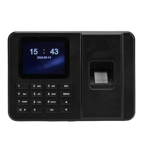 Walfront Biometric Employee Time Clock with 2.4 Inch TFT Screen and U Disk Export for Small Business Attendance Management (US Plug)