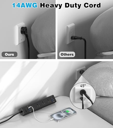 Desk Clamp Power Strip, 40W Total Fast Charging Station, Desk Edge Mount Power Strip, 8 USB Ports(4 USB C) & 8 AC Outlets, Fit 1.9" Tabletop Edge(6Ft 14AWG Cable) - color: Black, size: 6FT