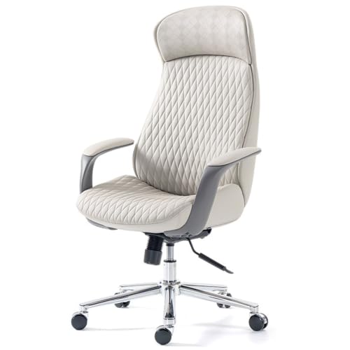 High-Back Office Executive Chair Ergonomic Office Chair with Footrest Adjustable Swivel with Lumbar Support Armrest for Home - color: White