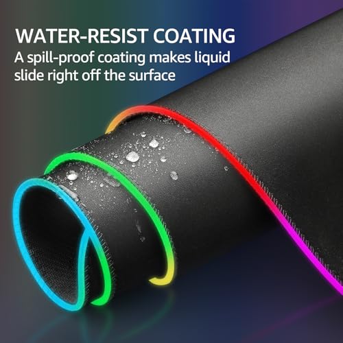 KTRIO RGB Large Gaming Mouse Pad, 35.4 x 15.7 in, RGB Black, XXXL | Smooth Micro-Weave Surface, RGB Lighting Design, Non-Slip Rubber Base, Durable Stitched Edges, Office & Home Use - color: RGB Black, size: 35.4l x 15.7w Inches