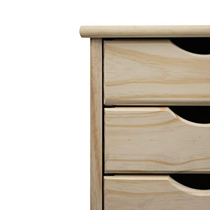 Jela-USA Solid Pine Wood 6 Drawer Rolling Cart, Natural - color: Natural, style: unspecified