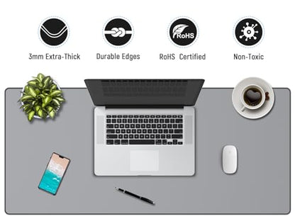 JIALONG Desk Mat - Large Desk Pad, Gaming Mouse Pad, Office Desk Protector with Anti-slip Base, Anti-wear Personalized Design, Mousepad in Mid-Grey - color: Grey