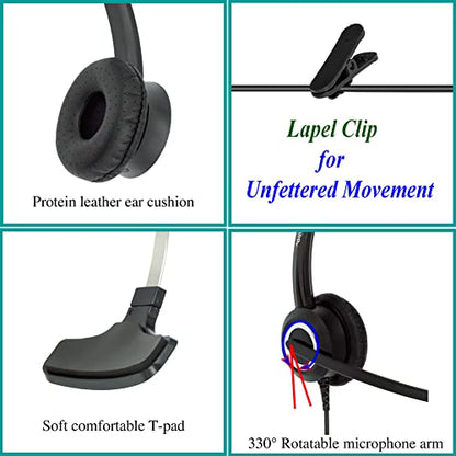 RJ9 Cisco Wired Office Headset HD Voice Compatible Cisco Phones 6851 7945g 7962g 8811 8841 8845 8851 8861 8961 9951 Series Model,Plus 3.5mm Adapter for Smartphone - size: RJ9 Mono for Cisco