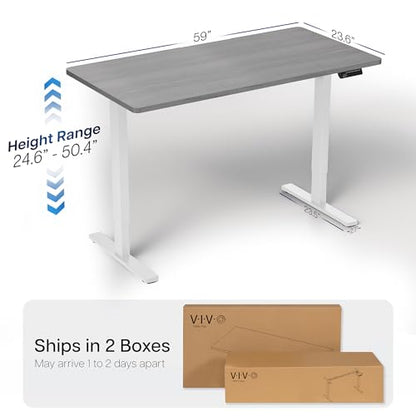 VIVO Dark Gray 60 x 24 in Standing Desk, DESK-KIT-2W6G - color: Dark Gray Top / White Frame, size: 60 x 24