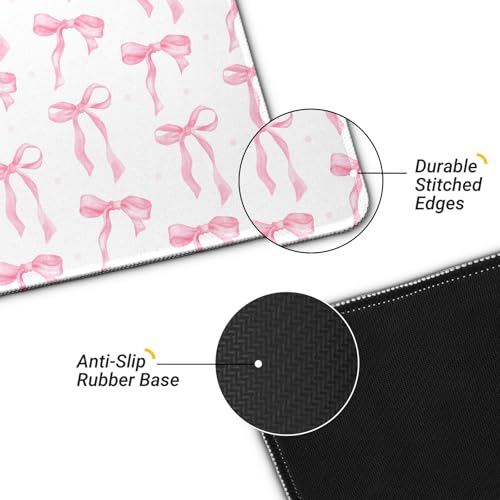 Large Computer Mouse Pad with Non-Slip Base for Desktop, Cute Gaming Mouse Mat with Stitched Edges, Long Extended Anime Mousepad for Laptop, 31.5 x 11.8 inches (Cute Ribbon Bow) - color: Cute Ribbon Bow
