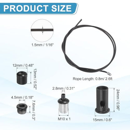 uxcell 4Set Ceiling Hanging Wire Cable Kit, 2.6ft Top Adjust Adjustable Hanging Wire Rope Suspension with Mount Screw Kit for Pendant Chandelier Ceiling LED Panel Light, Black - color: Black, size: 2.6ft