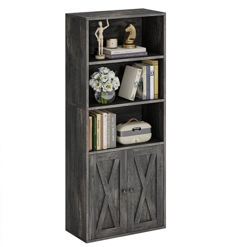 IRONCK Industrial Bookshelves and Bookcases with Doors and Shelves - color: Charcoal Grey