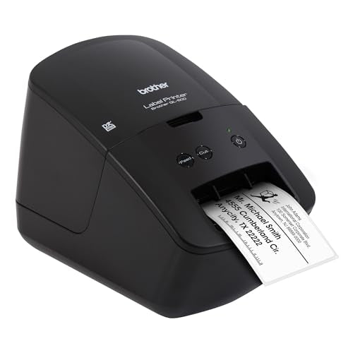 Brother QL-600 Desktop Monochrome Label Printer, up to 2.4" Label Width, No Ink Required, uses Genuine DK Drop-in Rolls for Fast Labeling and Easy Integration with Microsoft Applications - size: 2.4" Label Width