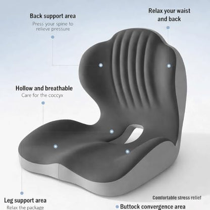 Ergonomic L-Shaped Memory Foam Seat Cushion with Lumbar Support, Designed to Help Relieve Tailbone, Coccyx & Lower Back Pain for Office,Truck, Car & Travel (Pure Gray) - color: Pure Gray