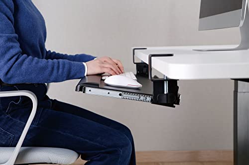 Kantek Desk Clamp Tilting Keyboard Tray, 5 Tilt Angles, Negative and Positive Tilt, Slides Under Desk, 26.8-Inch W x 11.1-Inch D, Black (KT175) - size: 26.8-Inch W x 11.1-Inch D