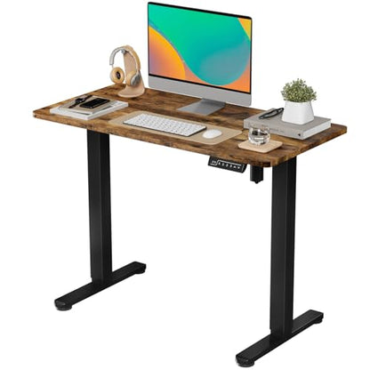 JOY worker Small Electric Computer Desk, 40" Whole Piece Height Adjustable - color: Rustic Brown, size: 40" * 20"