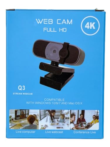 4K Ultra HD Webcam, Auto Focus, Black, USB 2.0, 95-Degree Wide Angle, Digital Image Stabilization, Video Conferencing Camera for Desktop Computer