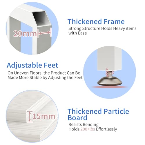 METYERRY Under Desk Printer Stand with Power Outlet, Adjustable Shelf,White - color: White