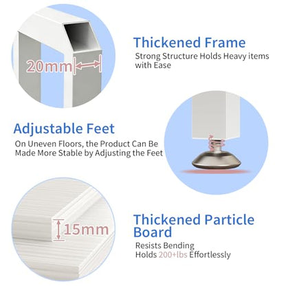 METYERRY Under Desk Printer Stand with Power Outlet, Adjustable Shelf,White - color: White