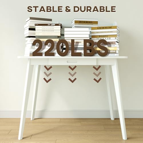 IOTXY Small Writing Desk with Hutch - 39.4" Work Computer Study Table - color: White