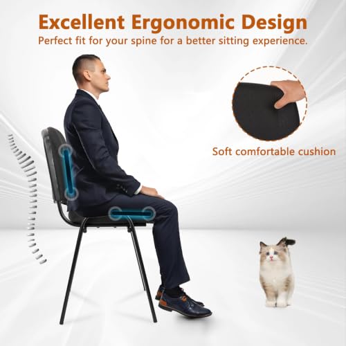 CLATINA Set of 10 Pack Stackable Waiting Room Chair Fabric Black Reception Chairs Metal with Thickened Seat Back Cushion for Waiting Conference Room Guest Chairs (10 Pack) - color: Black, size: 10 Pack