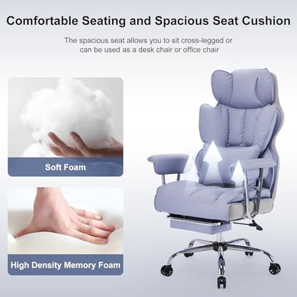 Efomao Executive Office Chair for Heavy People, High Back Computer Chair with Foot Rest, Height Adjustable PU Leather Office Chair,Big and Tall Office Chair (Purple) - color: Purple