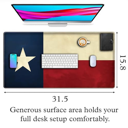 L&B Mercantile American Flag XXL Deskpad, Desk Mat for Computer Keyboard and Mouse – Patriotic USA Gaming Mousepad, Extra Long XL Mouse Pad for Laptop Office Desk. (Texas Flag) - color: Texas Flag