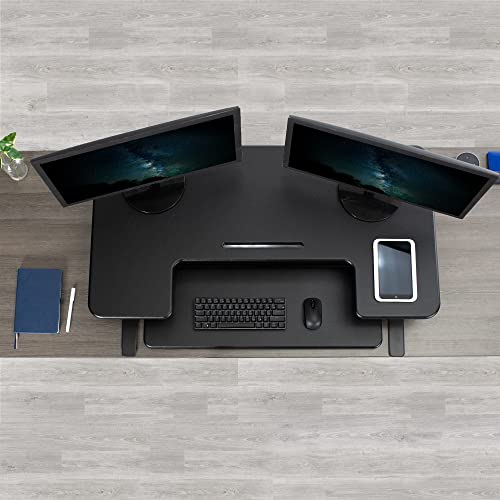 VIVO Black 42 inch Electric Desk Converter, DESK-V000VLE | Large, Height Adjustable, Stand Up Desk Riser, Wide Keyboard Tray, Standing Dual Monitor and Laptop Workstation, V Series - size: 42"