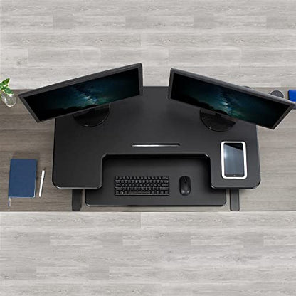 VIVO Black 42 inch Electric Desk Converter, DESK-V000VLE | Large, Height Adjustable, Stand Up Desk Riser, Wide Keyboard Tray, Standing Dual Monitor and Laptop Workstation, V Series - size: 42"