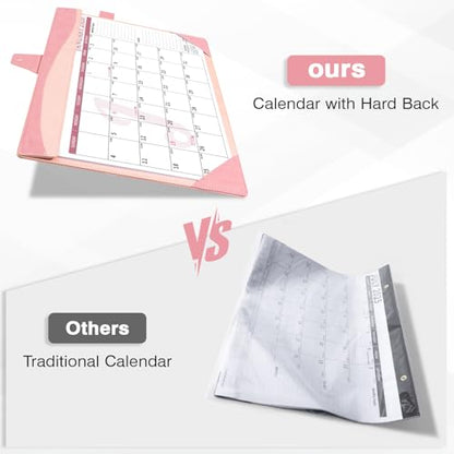 Ospelelf Desk Calendar 2026-2027 with Storage Pocket Protective Cover Large 12"x17" Leather Monthly Wall Planner Pad 18 Months January 2026 - June 2027 Pink - color: Pink, size: 12" X 17" (Jan.2026 - June.2027)