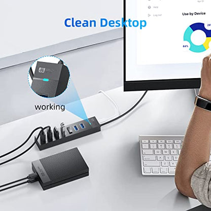 7 Ports USB Hub 3.0, SAN ZANG MASTER USB 3.0 Hub, 5Gbps HighSpeed Data USB Extender for Laptop, USB Flash Drive, Mobile HDD, Printer, Camera, Keyboard, Mouse, Windows/XPS (1.6FT)（50cm） - size: 1.6FT