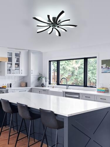 Goeco Modern Ceiling Light, 27.5'' LED Black Acrylic V-Shaped Flush Mount Ceiling Lights, 6500K Ceiling Light Fixture for Living Room, Dining Room, Bedroom, Kitchen - color: Black V Shaped-6500K