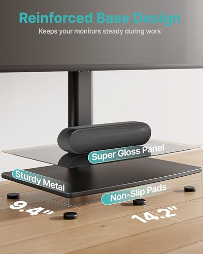 Vertical Dual Monitor Stand for 17–34 Inch Screens, Tabletop | Stacked Monitor Mount, Holds up to 33 lbs per Arm, Screens Riser with Full Motion, 33.3" Pole 12 Height Settings, 75/100 VESA