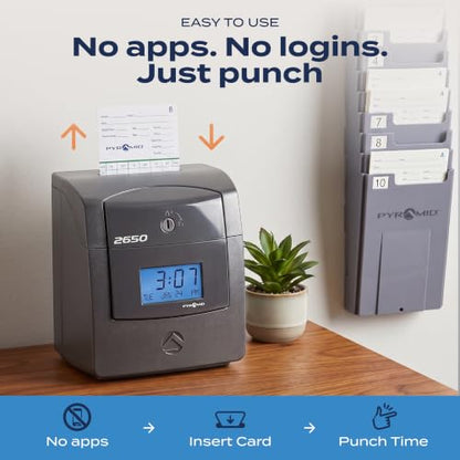 Pyramid Time Systems 2650 Auto Aligning Punch Clock, Employee Time Clock