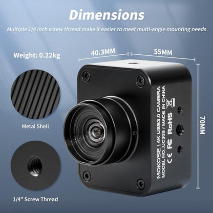 MOKOSE USB Camera 4K, USB3.0 Manual Focus Webcam with 4.2mm Wide Angle Lens, IMX678 1/1.8" 8MP Sensor Support YUY2, Web Camera for Desktop Computer Laptop - size: With 4.2MM Fix Wide Angle Low Distortion Lens