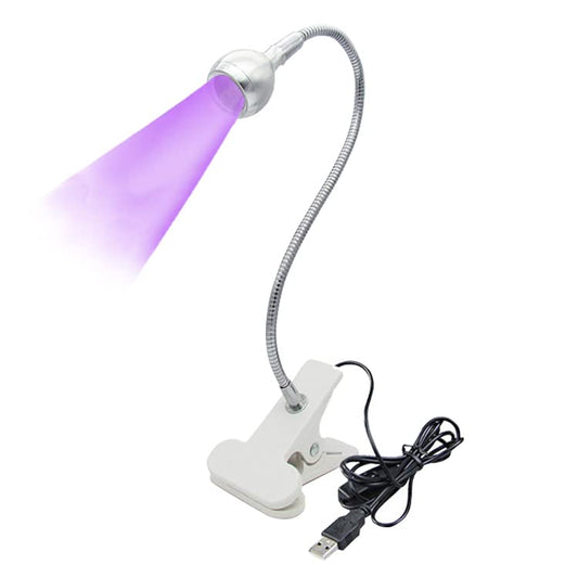 USB 3W LED UV Ultraviolet Phone Glue Curing Lamp,UV Led Nail Lamp for Gel Nails,Portable Clamp Flexible Desk Lamps for Mobile Repair,Plug and Play Silver - color: Silver2