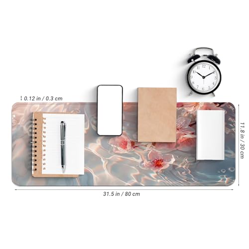 Large Computer Mouse Pad with Non-Slip Base for Desktop, Cute Gaming Mouse Mat with Stitched Edges, Long Extended Anime Mousepad for Laptop, 31.5 x 11.8 inches (Pink Cherry Blossoms) - color: Pink Cherry Blossoms