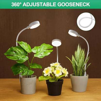 Grow Light, Pot Clip LED Growing Lamp for Indoor Succulents Pot Mini Small Plants,6000K White Full Spectrum with 5-Level Dimmable, Auto Timer 4/8/12/18 Hrs