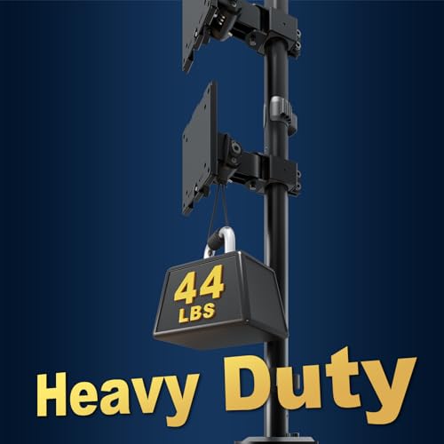 Dual Ultrawide Monitor Mount for 17-49'' Screens | Vertically Stacked, Heavy Duty, Height Adjustable, Tilt, Swivel, Rotate, Max Load 44 lbs per Arm, Vesa 75/100 mm, Black