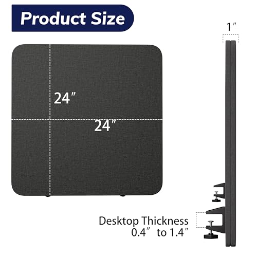 Desk Privacy Panel Sound Absorbing & Proof Desk Divider for Office - color: Dark Gray, size: 24*24IN