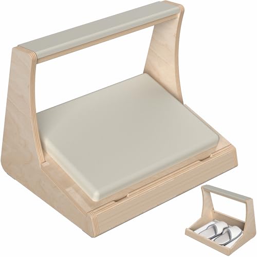 VIVO Light Wood Under Desk Footrest with Hidden Shoe Storage, STAND-FT03
