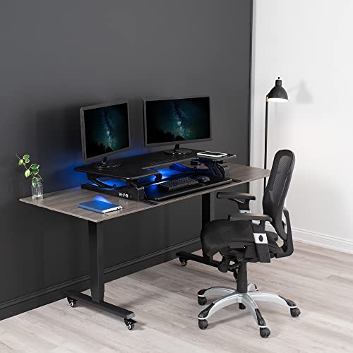 VIVO Black 42 inch Electric Desk Converter, DESK-V000VLE | Large, Height Adjustable, Stand Up Desk Riser, Wide Keyboard Tray, Standing Dual Monitor and Laptop Workstation, V Series - size: 42"