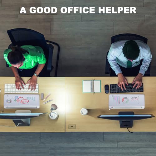 TSJ OFFICE Small Desktop Whiteboard -Glass Dry Erase Board Computer Keyboard Stand White Board Surface Pad with Drawer, Desk Organizers with Accessories for Office, Home, School Supplies - White - color: White