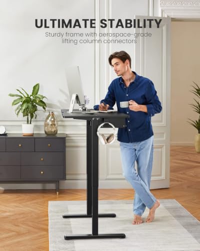 ErGear Electric Standing Desk with Full Size Keyboard Tray, Adjustable Height Sit Stand Up Desk, Home Office Desk Computer Workstation, 48x24 Inches, Black - color: Black, size: 48" X 24"