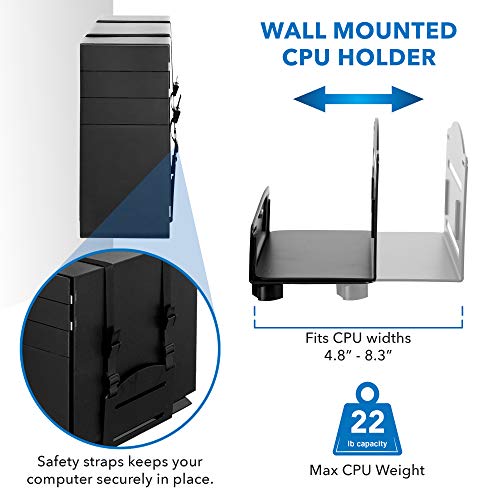 Mount-It! Single Monitor Arm Wall Mount Workstation with Keyboard Tray & CPU Holder, Height Adjustable Gas Spring Full Motion Computer Station, Fits 17–32” VESA 75x75 100x100, Black - size: Single Monitor
